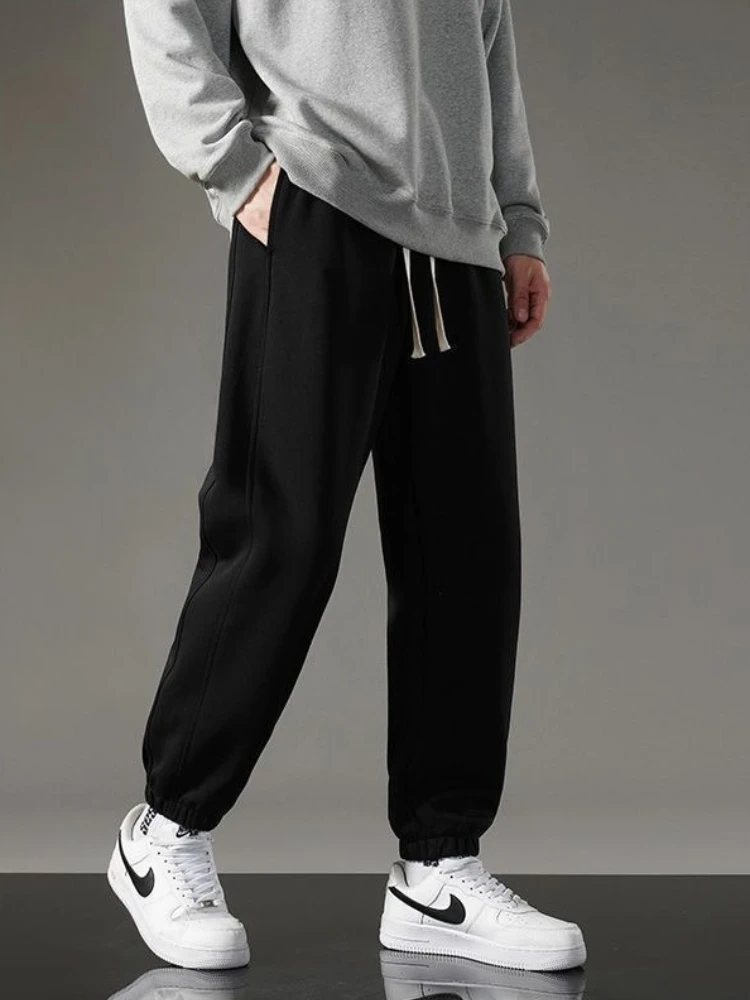 

Solid Trousers Plain Fleece-lined and Extra Thick Male Sports Pants Retro Comfortable Fashion New in Casual Y2k Men's Sweatpants