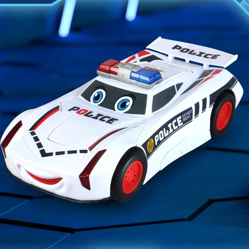 รถของเล่นตำรวจสำหรับเด็กผู้ชายรถหุ่นยนต์ของเล่นมีไฟ LED รถตำรวจรถเชิงสร้างสรรค์แบบโต้ตอบสำหรับเด็กหญิงเด็กชายเด็ก