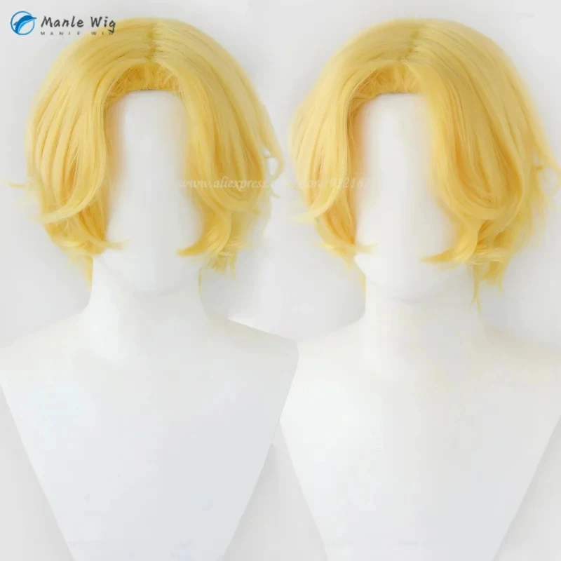 High Quality Anime Cosplay Gloden Short Curly Heat Resistant Synthetic Hair Sabo Wigs Halloween Party +Wig Cap FD1;6 view 6