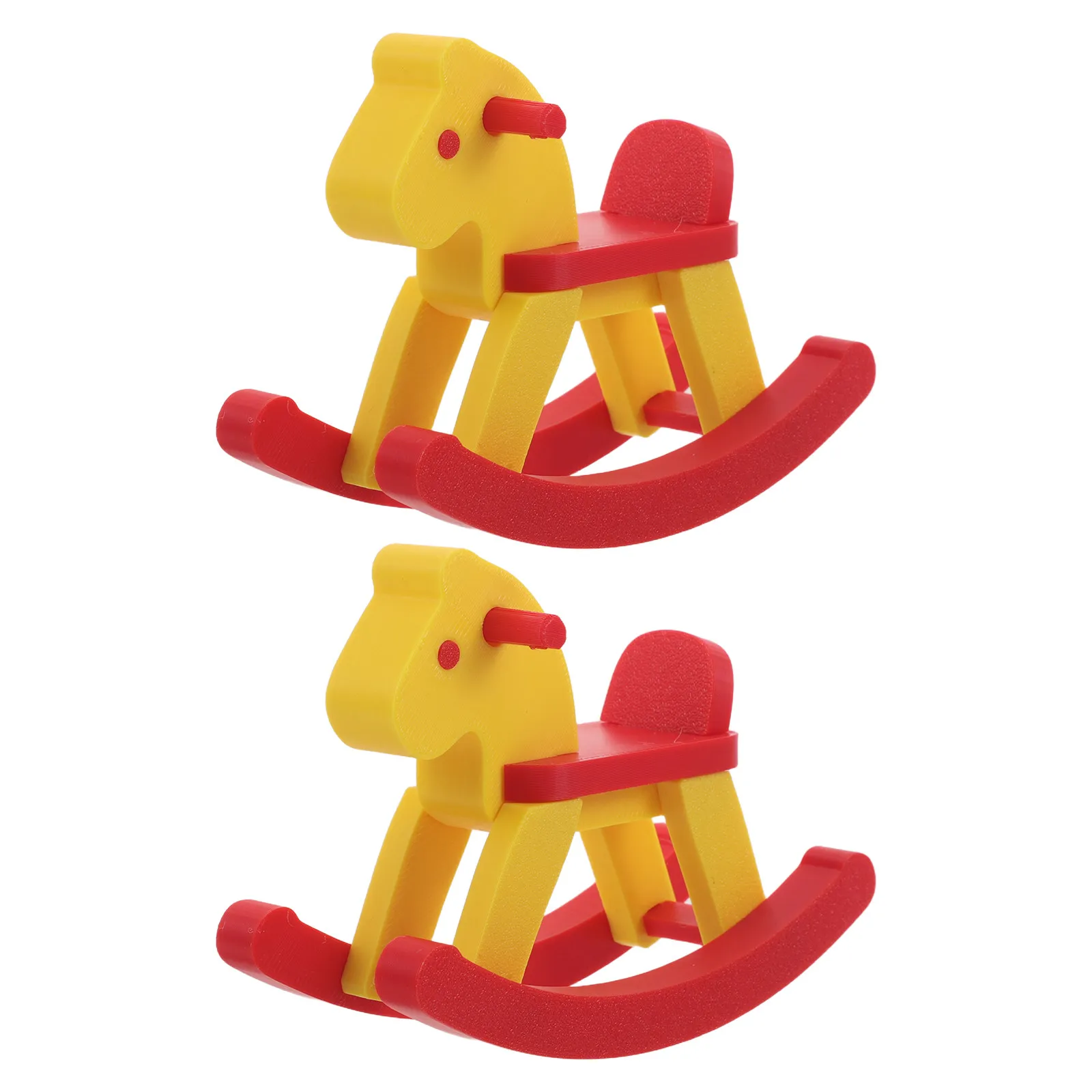 

2Pcs Miniature Rocking Horse Dollhouse Rocking Chair Set 1:12 Scale Plastic Furniture Accessories for Mini House Decoration