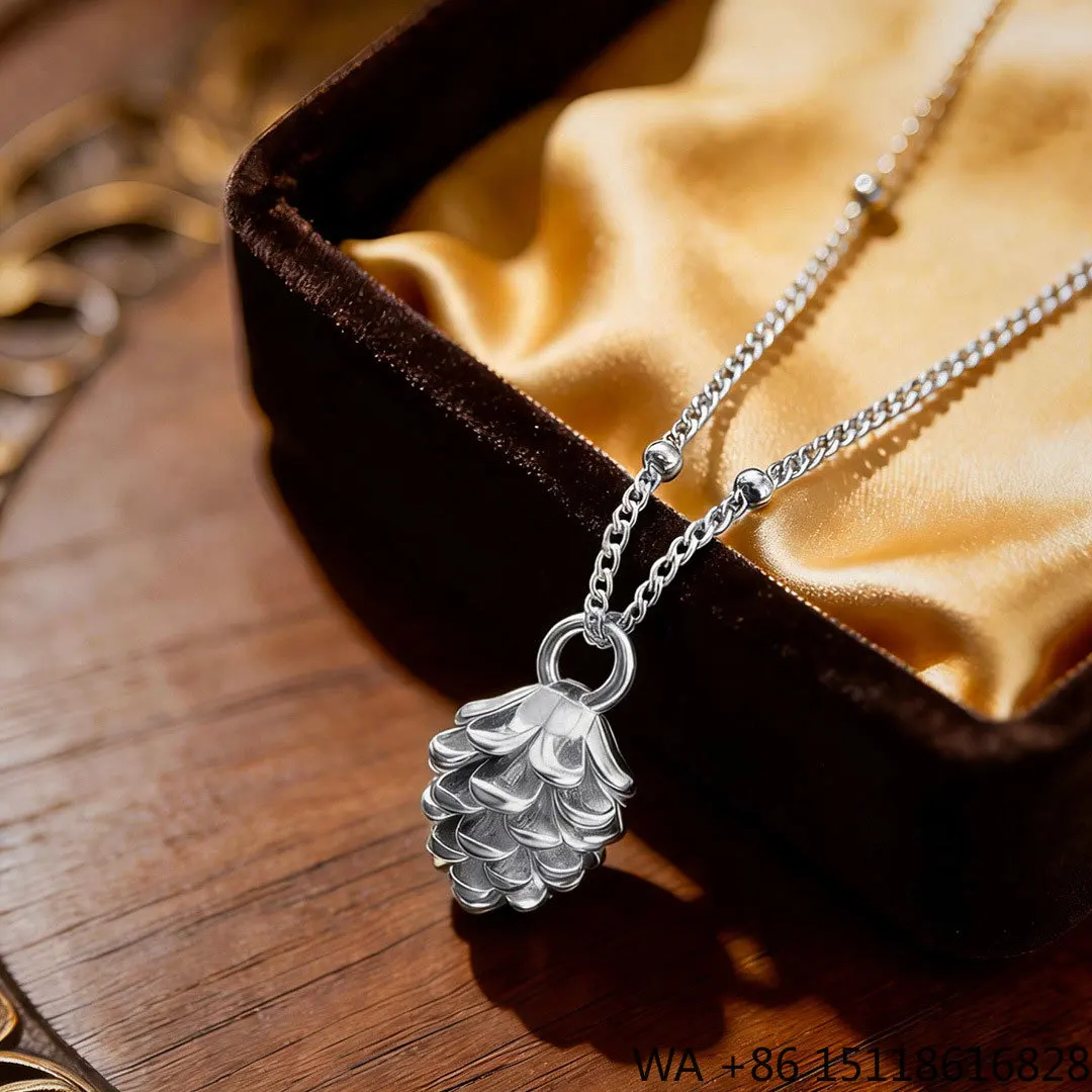 Luxury Wholesale Jewelry 18K Gold Plated Pinecone Sterling Silver 925 Jewellery Fine Pendant Necklaces for Women