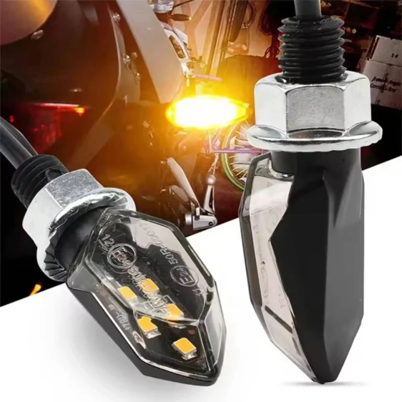 LED Turn Signal Light Super Bright Motorcycle Mini Universal Yellow Blinker Indicators External Headlight Retrofit and Upgrade