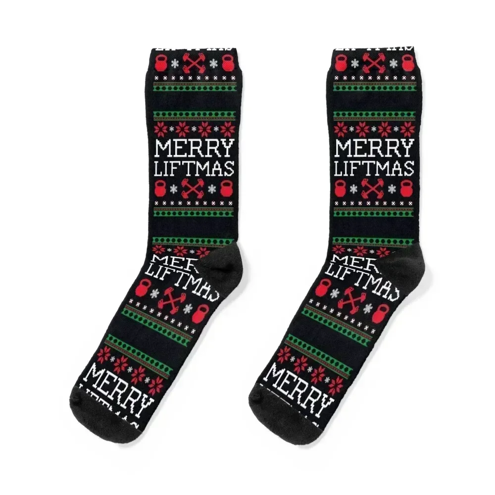Merry Liftmas - Fun Gym Working LIfting Ugly Festive Design Socks hiphop gym cool Socks For Men Women's