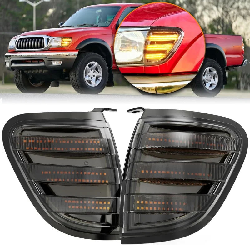 LED Corner Lights Smoke Lens Waterproof Side Marker Light Assembly for 2001-2004 Toyota Tacoma Pickup