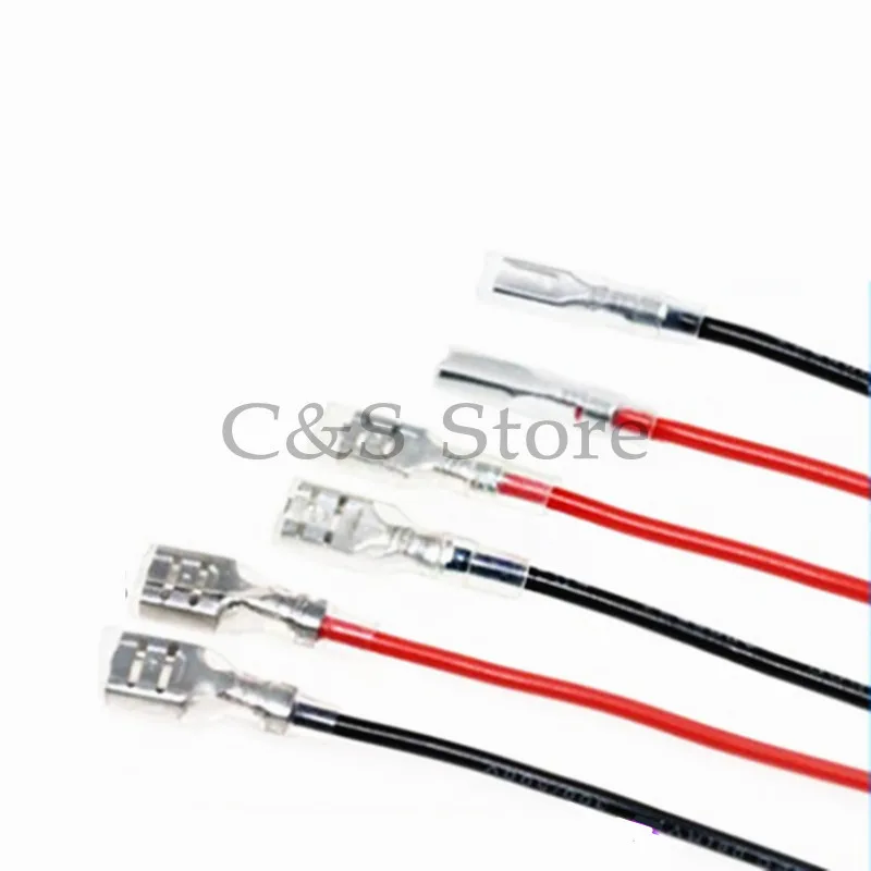 

10pcs Plug Spring Insert Cold-pressed Terminal Block 6.3mm 4.8mm Leadwire Battery Cable Switch Connector 20cm Single Head