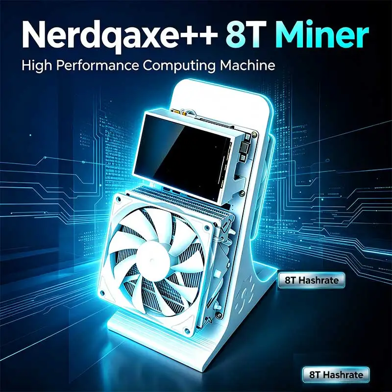 Neuer Nerdqaxe++ 8TH/s SHA256 ASIC Bitcoin Miner, energiesparender Desktop-Krypto-Miner für Zuhause mit effizientem Kühlventilator