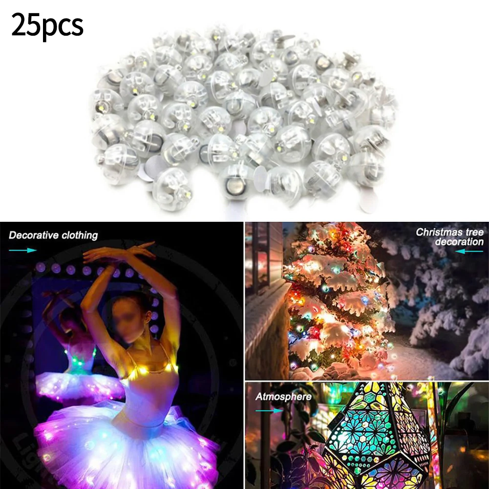 25Pcs LED Light Bulb Individual LED Balloon Lights Tiny Wireless Battery Craft Glow Party DIY Night Garden Grass Decoraction