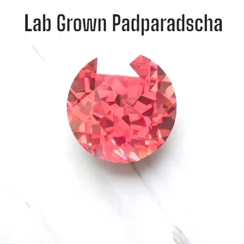 

Lab Grown Padparadscha Round Shape Fire Lotus Charm Beads for Diy Jewelry Making Pendant Materials Selectable AGL Certificate