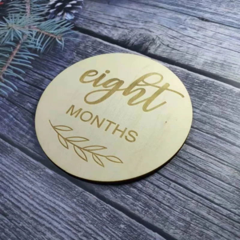 

12 Pcs Baby Wooden Cards Newborn Monthly Growth Recording Cards Handmade Infants Birth Commemorative Cards Photography 85LE