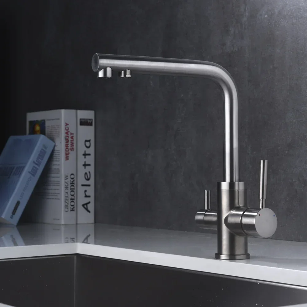 005 360 Rotating Swivel Kitchen 3 In 1 Drinking Water Tap 3 Way Filter Tap 3 Way Mixer Tap Chrome Plated Kitchen Sink Faucet