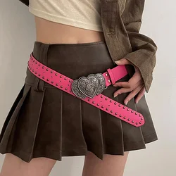 Designer Belts For Women High-end Luxury Brands Y2k Female belt Pink Punk Gothic Waistband Vintage Heart Women's belt Jeans