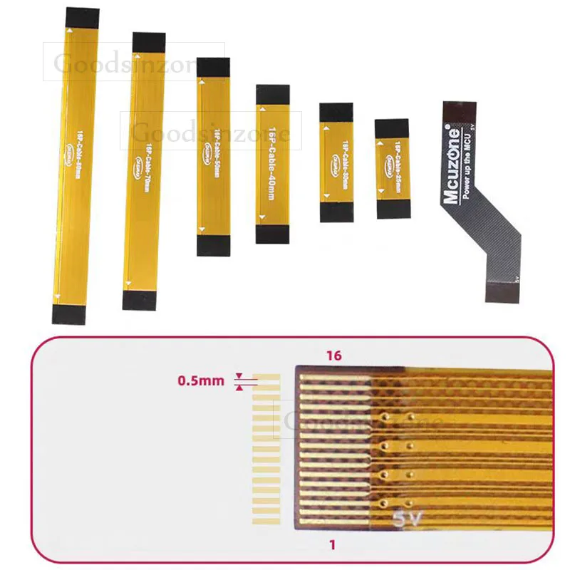 Raspberry Pi 5 PCIe FFC Cable - 16-Pin 0.5mm Pitch Flexible Flat Cable for PCIe to M.2 Adapter Boards Pi5 Wire