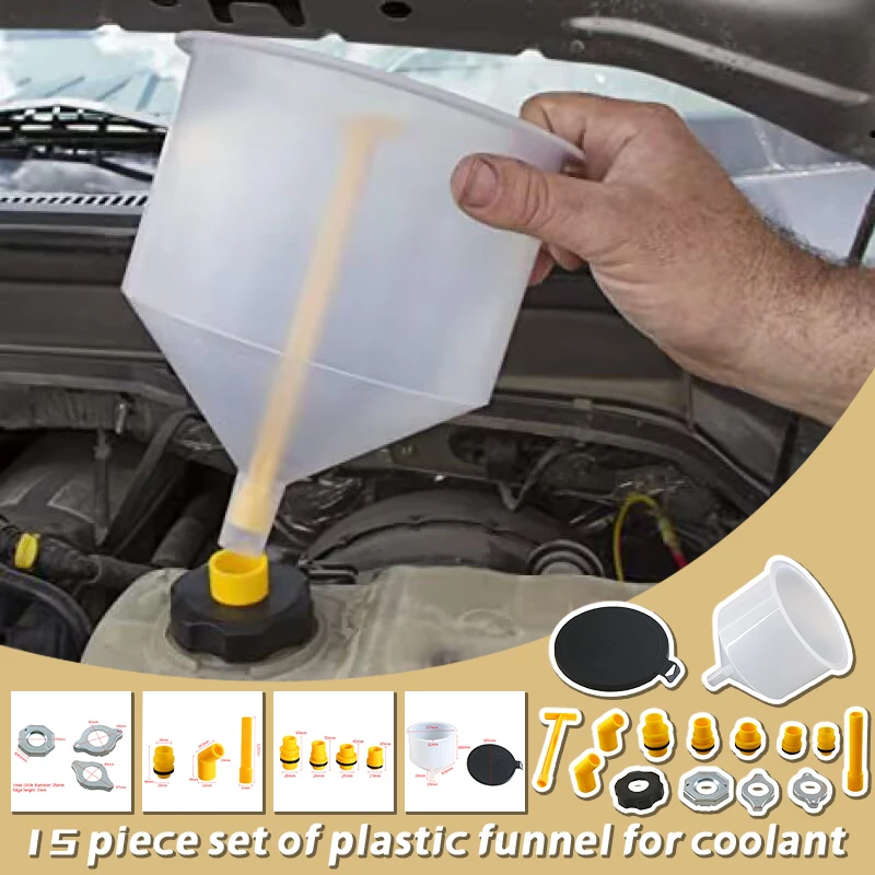 

15 шт., воронка, носик, фильтр охлаждающей жидкости, набор для наполнения тормозов, прокачка автомобиля, замена масла, топливный ручной насос, инструменты, грузовик, аксессуары для мотоциклов