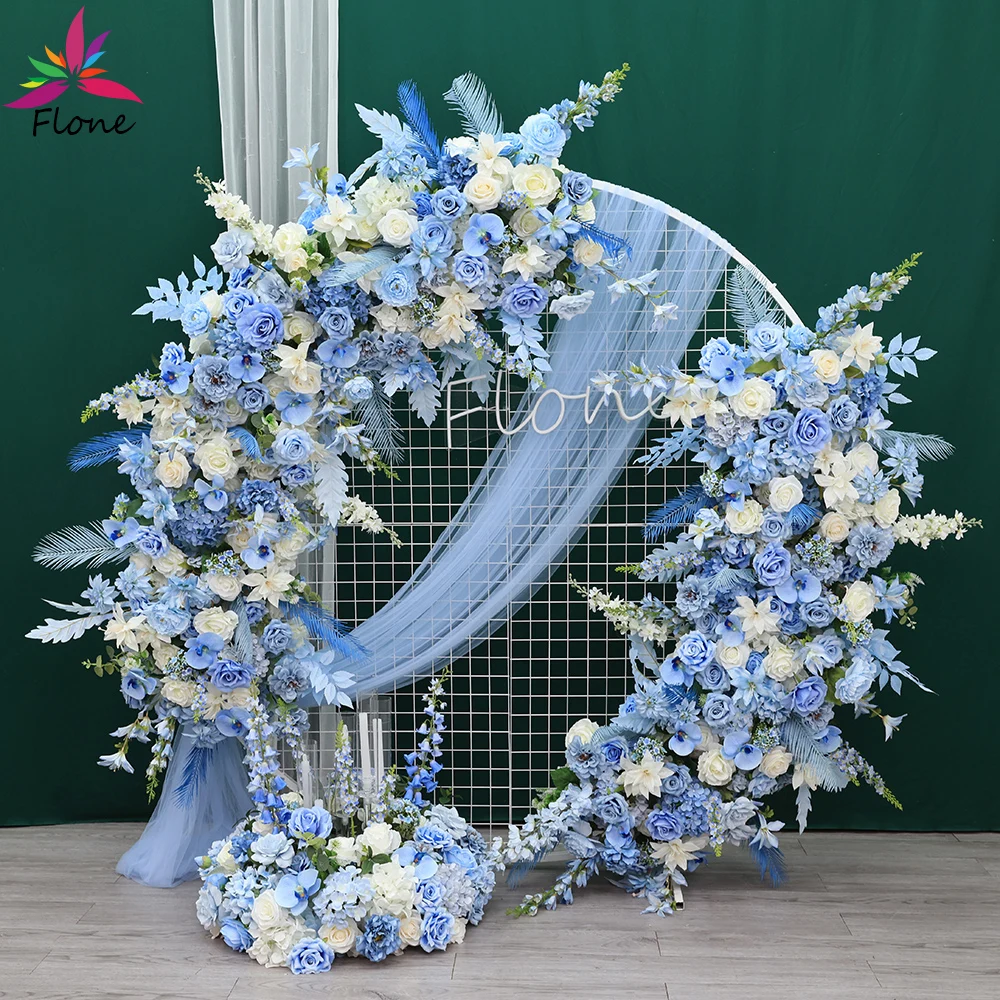 

Wedding Decoration High Quality Blue White Sztuczne Kwiaty Centre De Table Mariage Artificial Flower Arrangements L6.4x1.4ft