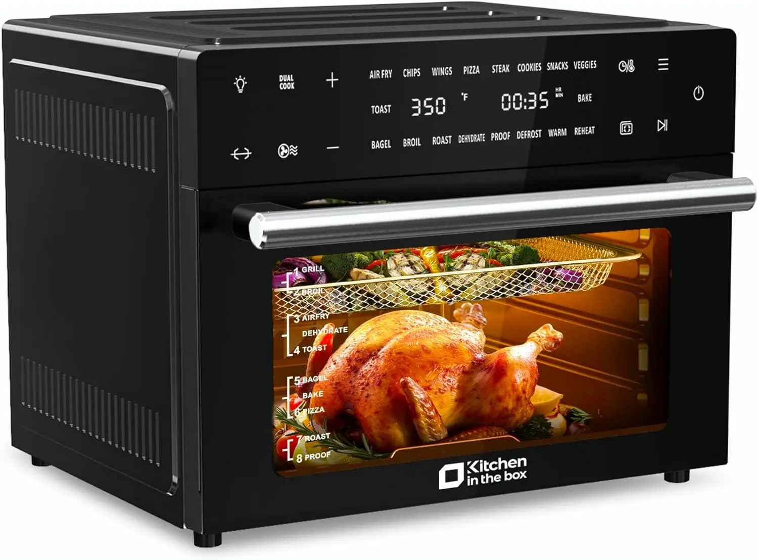 

Kitchen in the box 32 QT Extra Large Toaster Oven Air Fryer Combo, 18-in-1 Convection Toaster Oven Countertop with Baking