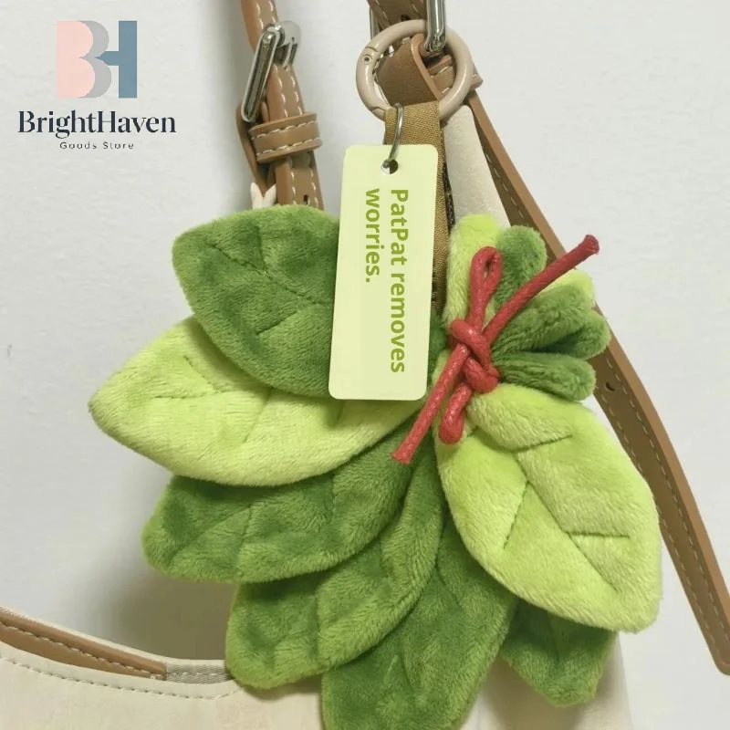 Colgante de felpa con forma de hoja de pomelo para ahuyentar la mala suerte, decoración para el hogar y el dormitorio, llavero para coche, regalo de cumpleaños B.H., 1 unidad