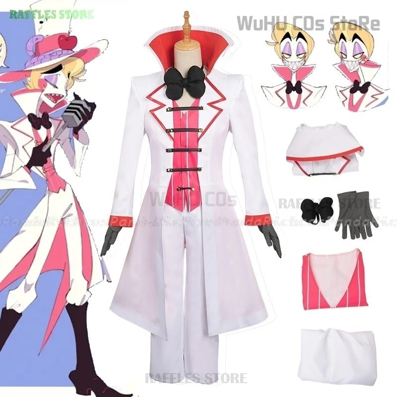 Hazbin Lucifer Cosplay Anime Hotel Morningstar Cosplay Kostuum Papa Wit Pak Duivel Hell Halloween Feest Volwassen Mannen Kostuum