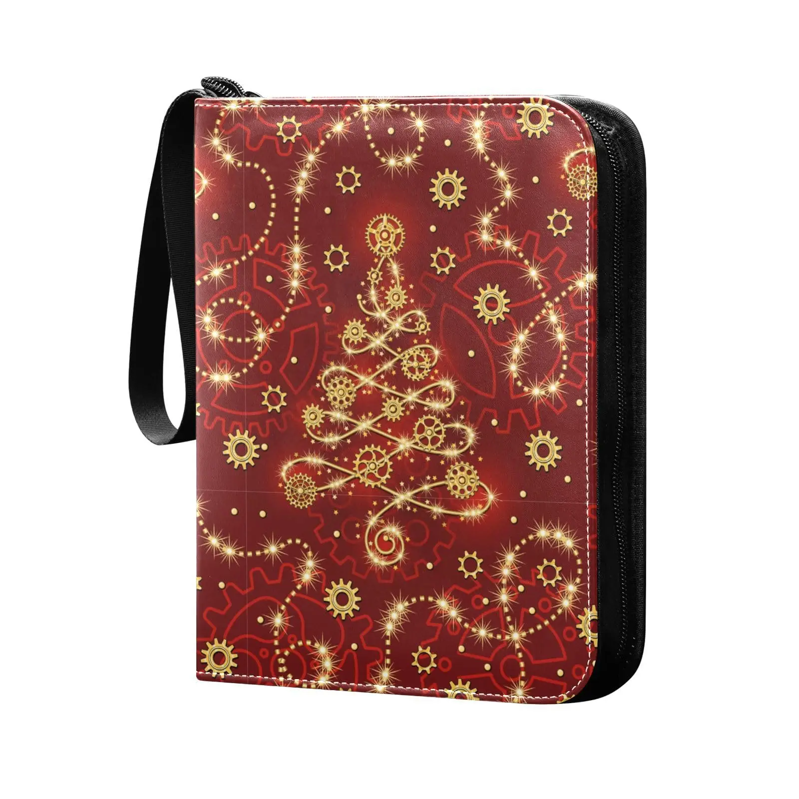 

Red Christmas Tree 4 Pocket Card Binder, 400 Double Sided Pocket Album for Sport Game Cards, Unique Card Collection Storage