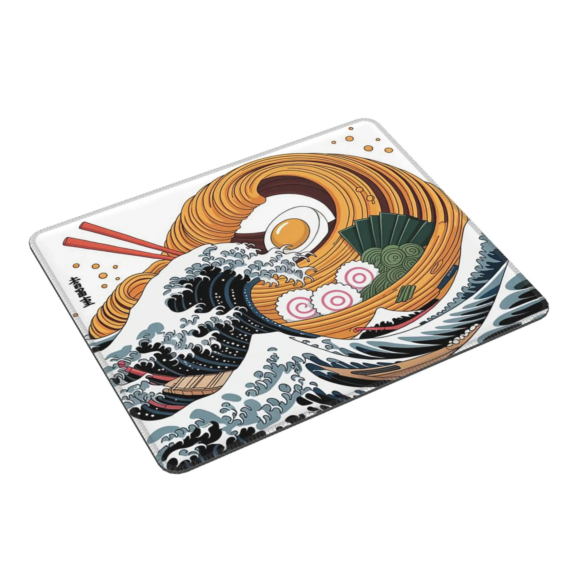 Ukiyo-E Art Style Waves And Ramen Mouse Pad Computer Keyboard Mouse Mat Gaming PC Laptop Desk Mat Office Accessories Table Mats
