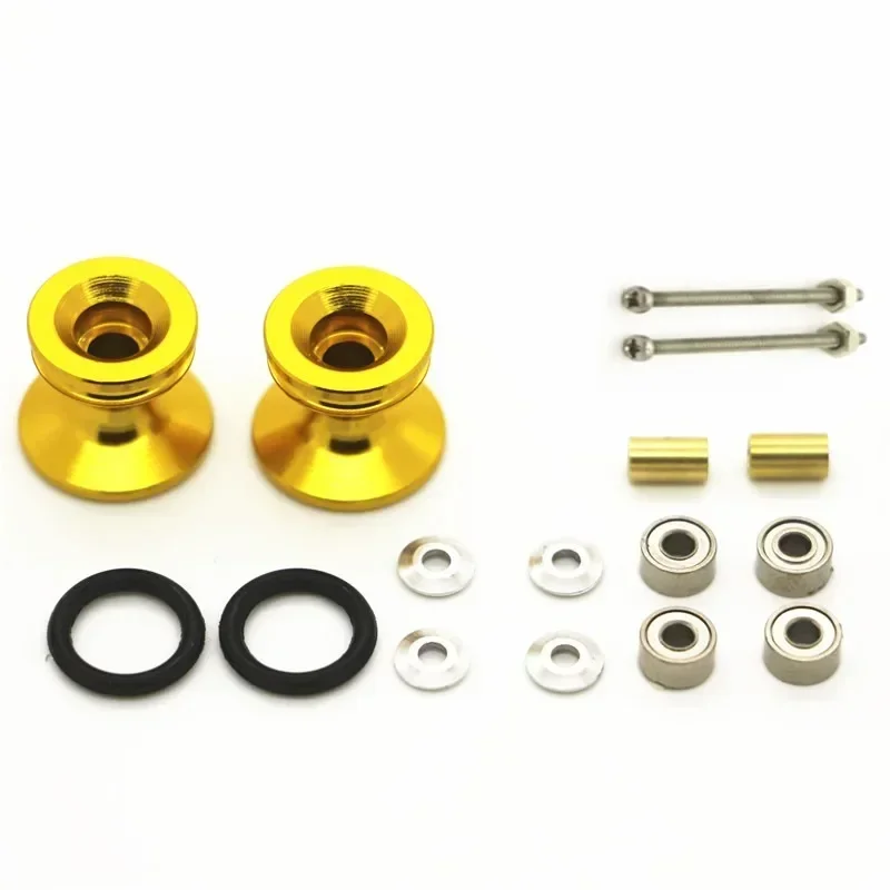 Podwójne aluminiowe rolki z gumowymi pierścieniami (13-12mm) Części niestandardowe do Tamiya Mini 4WD Podwójne aluminiowe rolki 15418