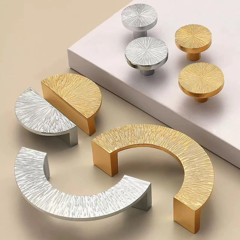 Kenop Lemari Laci Setengah Lingkaran Model Palu, Kenop Furnitur Mewah Gaya Nordik, Gagang Pintu Kabinet Dapur Kuningan