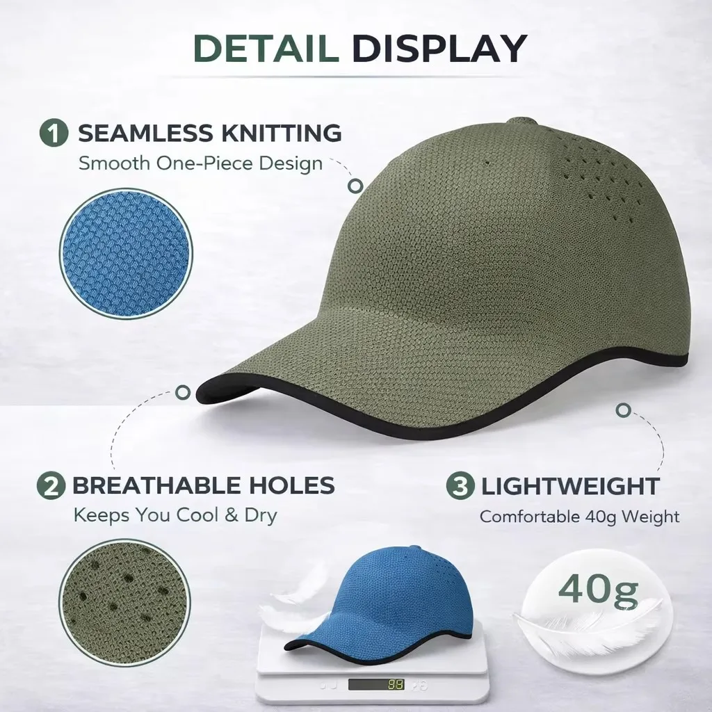 Premium Seamless Knitted Golf Cap, Lightweight Breathable Sports Running Hat