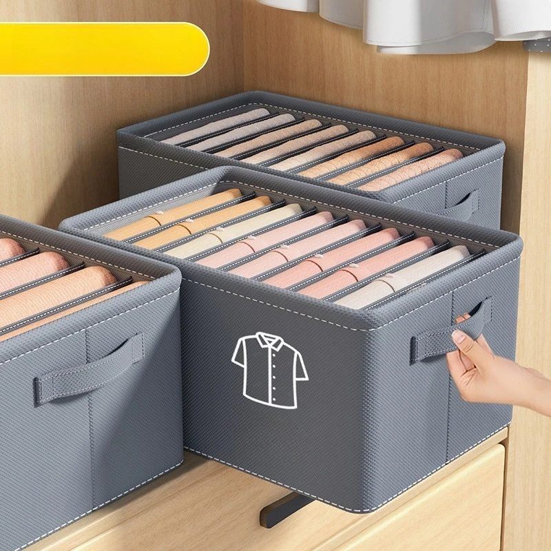 2/4PCS Thick Non-woven Fabric Storage Box Drawer Organizer Foldable Clothes  Box Wardrobe Pants Underwear Storage Container