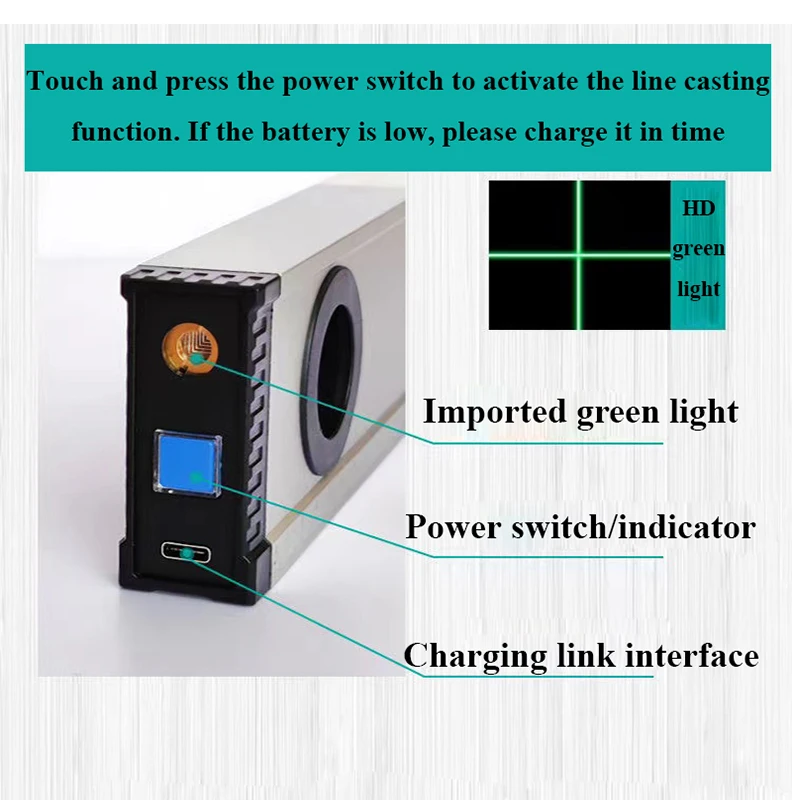 Nuovo righello di livello laser in lega di alluminio da 30 cm ad alta precisione forte strumento di misurazione della linea di colata laser a luce verde a infrarossi con forte magnetico