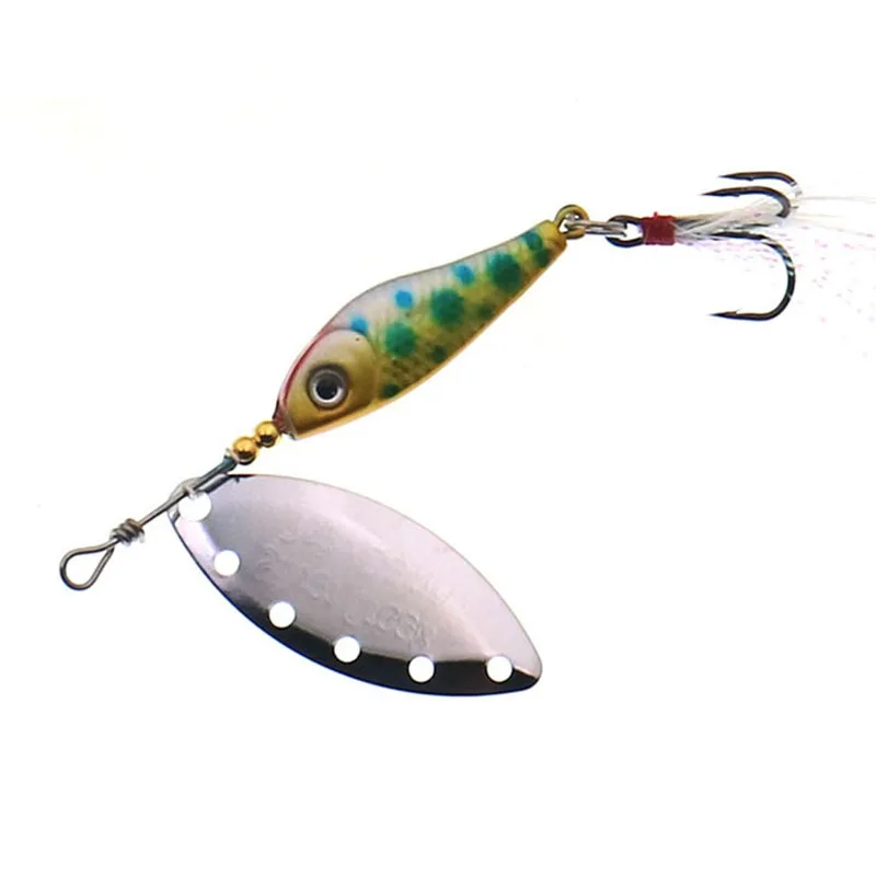 1pcs  Spinner Spoon Metal Fishing Lure 9g 13g 16g Crankbait Spoon Artificial Baits Wobbler Rotating Bait with Treble Hooks