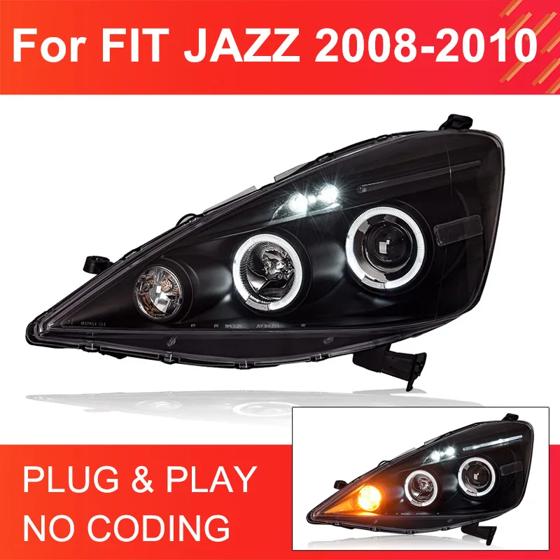 

1 Pair LED Headlights for Honda FIT Jazz 2008 2009 2010 Headlights Plug and Play DRL Turning Projector Lens Front Head Lights