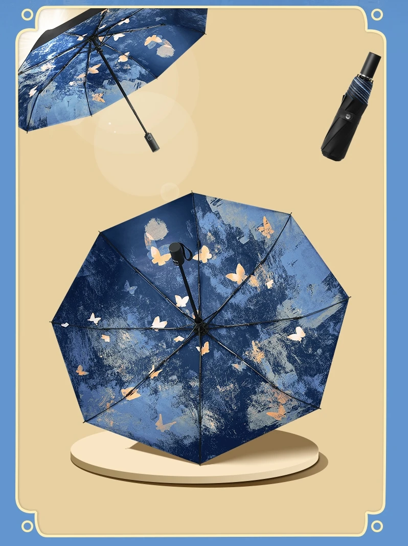 Motyl parasol słoneczny parasol przeciwsłoneczny ochrona UV dla kobiet winylowy deszcz lub połysk wysokiej klasy automatyczny parasol