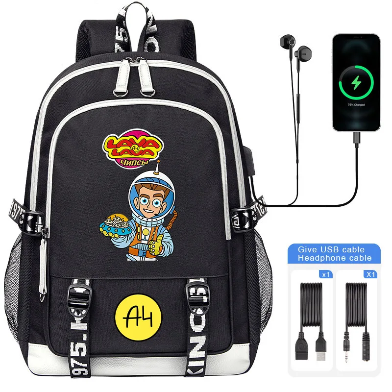 

Cartoon Vlad A4 Print Backpack A4 "LAVA LAVA" High Capacity Laptop Bag for Boys And Girls Student Travel School Bag