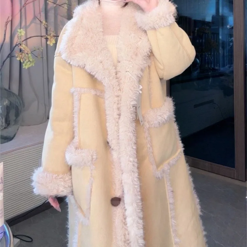 

Модное и индивидуальное корейское короткое и длинное меховое утолщенное искусственное меховое интегрированное зимнее новое пальто из искусственного меха ягненка