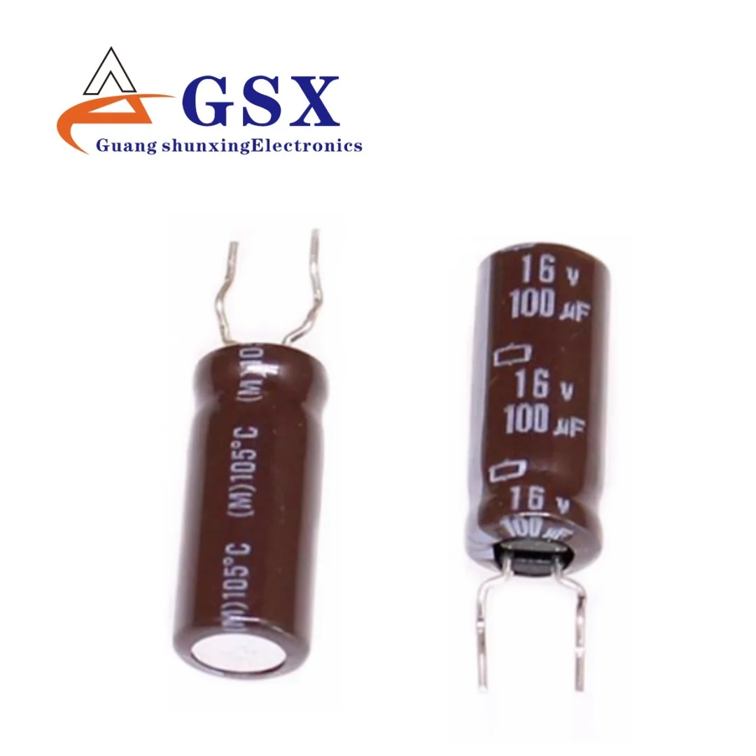 

100UF 16V imported aluminum electrolytic capacitor 16v100uf 6.3 * 15 Black Diamond CST fixed foot curved foot