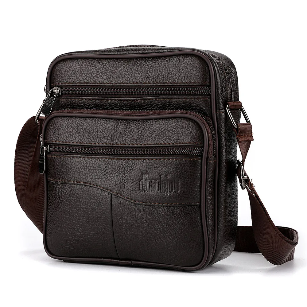 Męskie duże torby na ramię z prawdziwej skóry Wysokiej jakości torba na ramię Fashion Business Man Crossbody Messenger Bag Skórzane torby