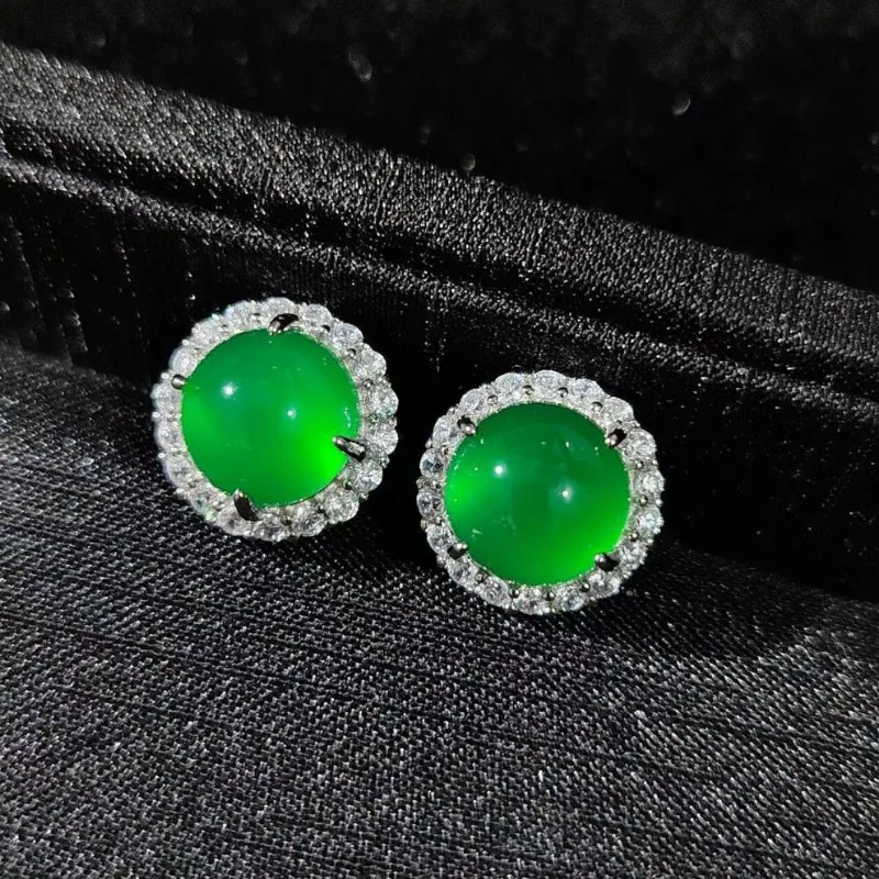 Natural Powder Jade Pulp Hand Carved Jade Earrings, Fashionable Boutique Jewelry, Men's and Women's Agate Earrings Gifts
