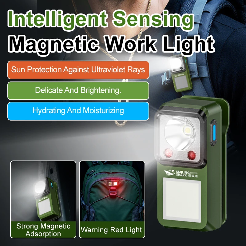

LED Magnetic Work Light Rechargeable Portable Super Bright Long Battery Life for Car Repair Outdoor Camping Clip Light