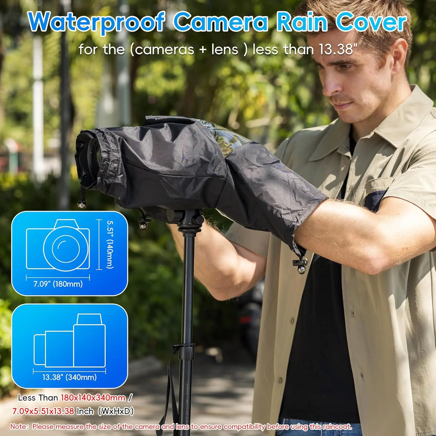 JJC Portable Camera Rain Cover Rain Shade Waterproof Raincoat Raincover DSLR Camera Accessories for Canon Nikon Sony Olympus