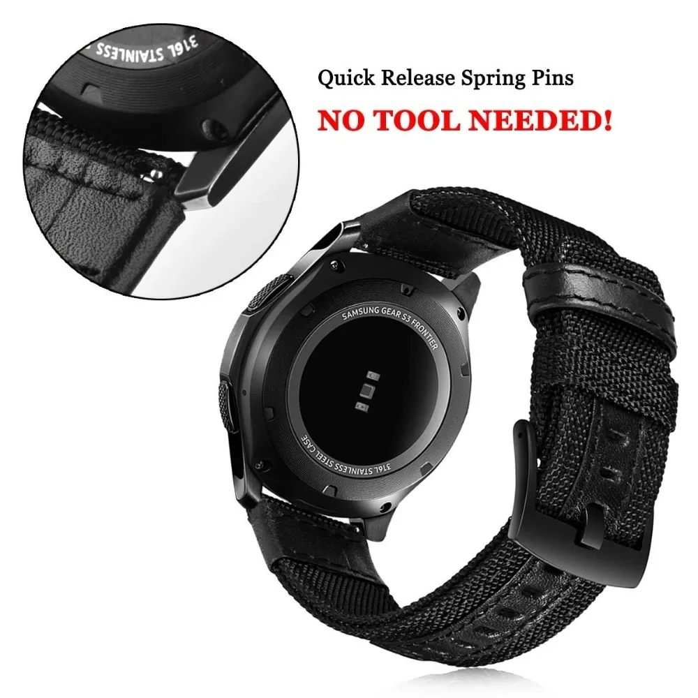 strap For Samsung Galaxy watch 3 46mm band gear s3 Frontier Classic nylon 22mm 20mm WatchWoven Nylon Band for 20mm 22mm Wrist