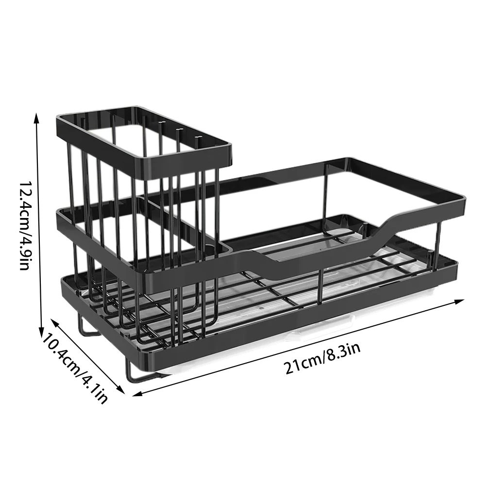 Kitchen Sink Drain Tray Sponge Holder Rag Storage Rack Home Bathroom Shampoo Rustproof Iron Drying Rack Hand Liquid Soap Shelf