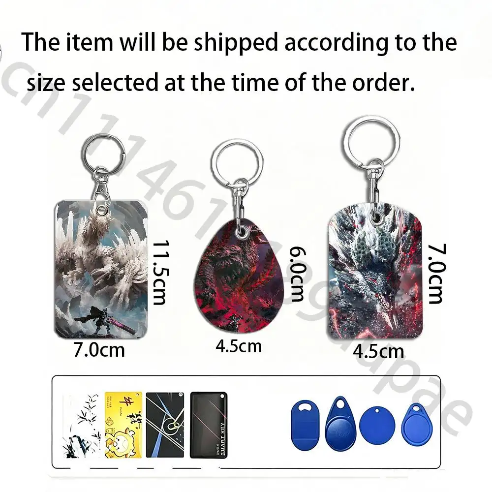 M-Monster Hunter N-Now Protective Printed Leather Card Case Metal Keychain Accessory