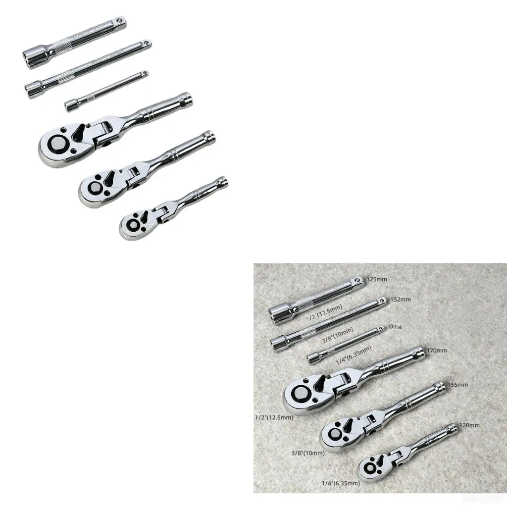 Mini Swing Head Fastener Tool Set, 6 Piece Metal Hand Tool Kit with Three Square Ends, Direction high quality