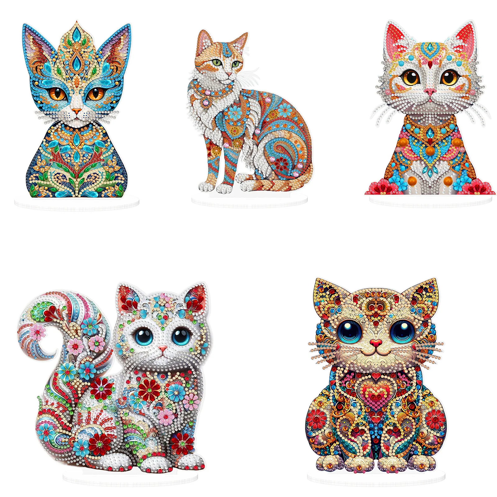 

2024 New Ornament 5d Diamond Painting Decoration, Diy Mosaic Cross Stitch Kit, Home Small And Medium-sized Cat Decoration Gift