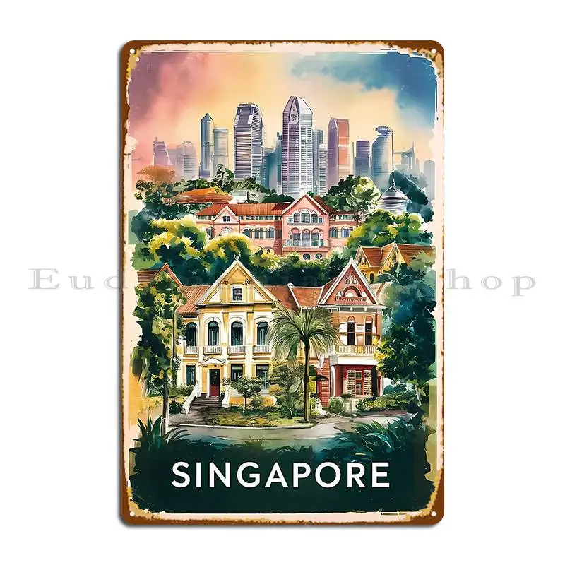 Singapore The Island Nation Of Green Spaces And Skyscraper Metal Plaque Poster Design Design Decoration Cinema Tin Sign Poster