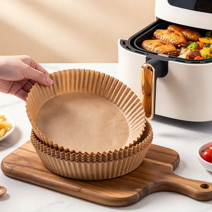 25/50Pcs Disposable Air Fryer Paper Liners 6.5-inch round Oil-Proof Baking Parchment for Oven And Microwave Safe