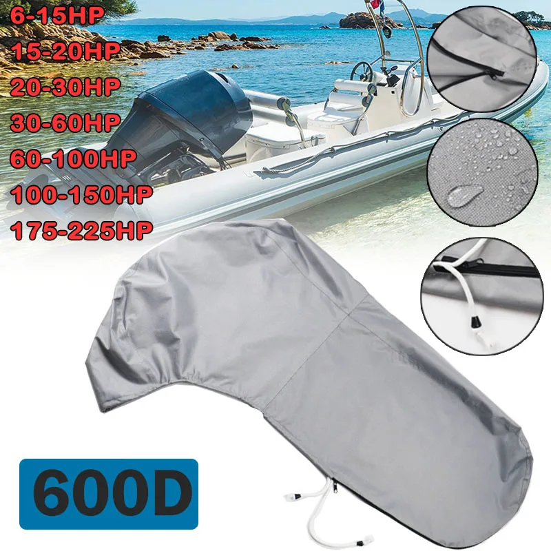 

Heavy Duty Outboard Motor Cover, Waterproof 600D Polyester Full Size Boat Engine Cover for Motor up to 6-225HP Outboard Engine P