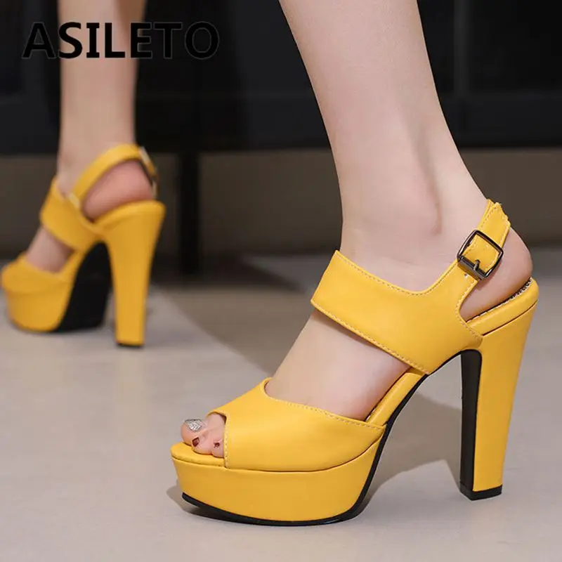 

ASILETO Модные женские сандалии с открытым носком ультравысокий Каблук 11,5 см платформа 2,5 см задняя Пряжка ремешок большой размер 49 50 сексуальная обувь для вечеринки