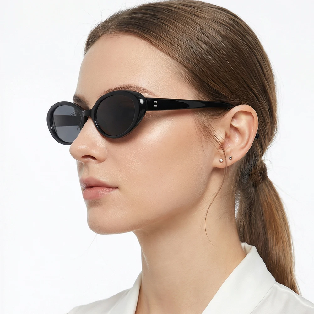 Luxury Cat Eye Sunglasses Women Retro Oval Black Sun Glasses Ladies Fashion Small Driving Shades Outdoor Eyeglasses UV400