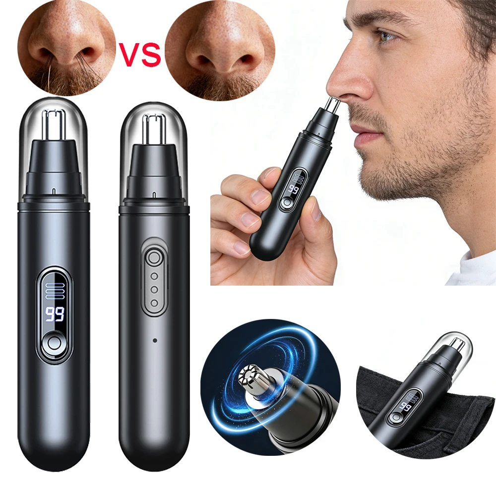 

Electric Nose Hair Trimmer Men Mini Painless Rechargeable Nose Hair Remover Pocket Electric Nose and Ears Hair Trimmer for Man