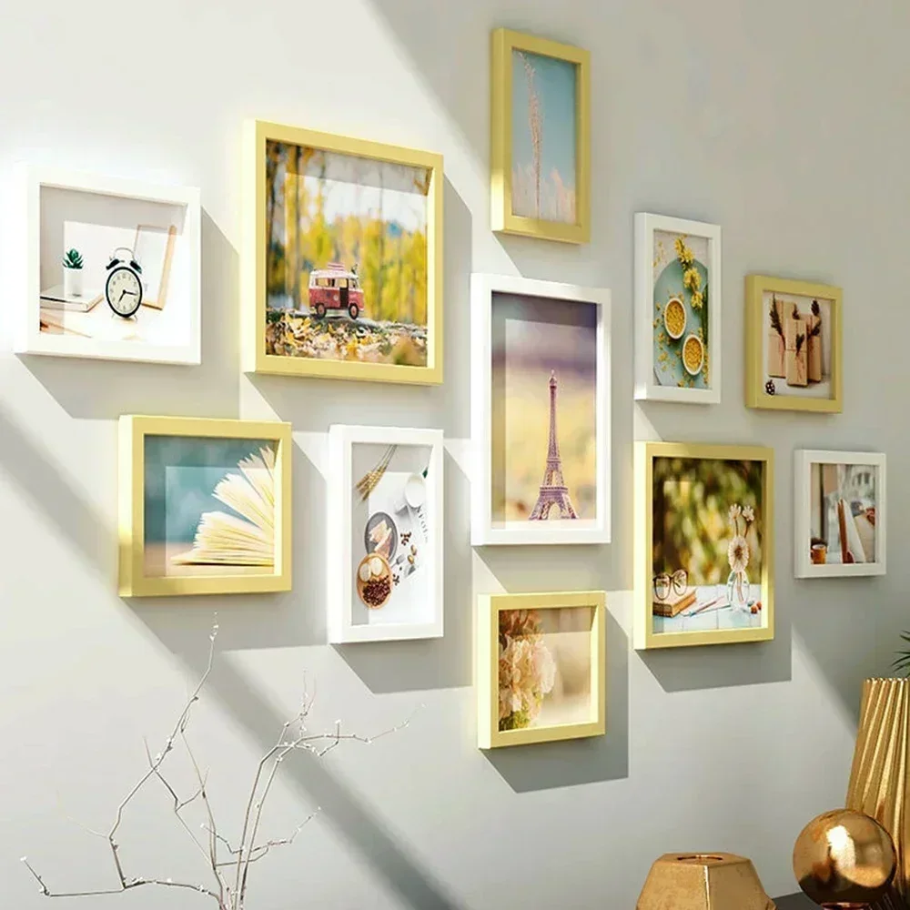 Living Room Photo Frame 11PCS American Wall Combination Wooden Hanging Picture Frame Creative Restaurant Home Decoration